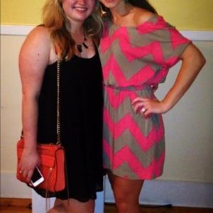 BCBGeneration pink/tan chevron dress